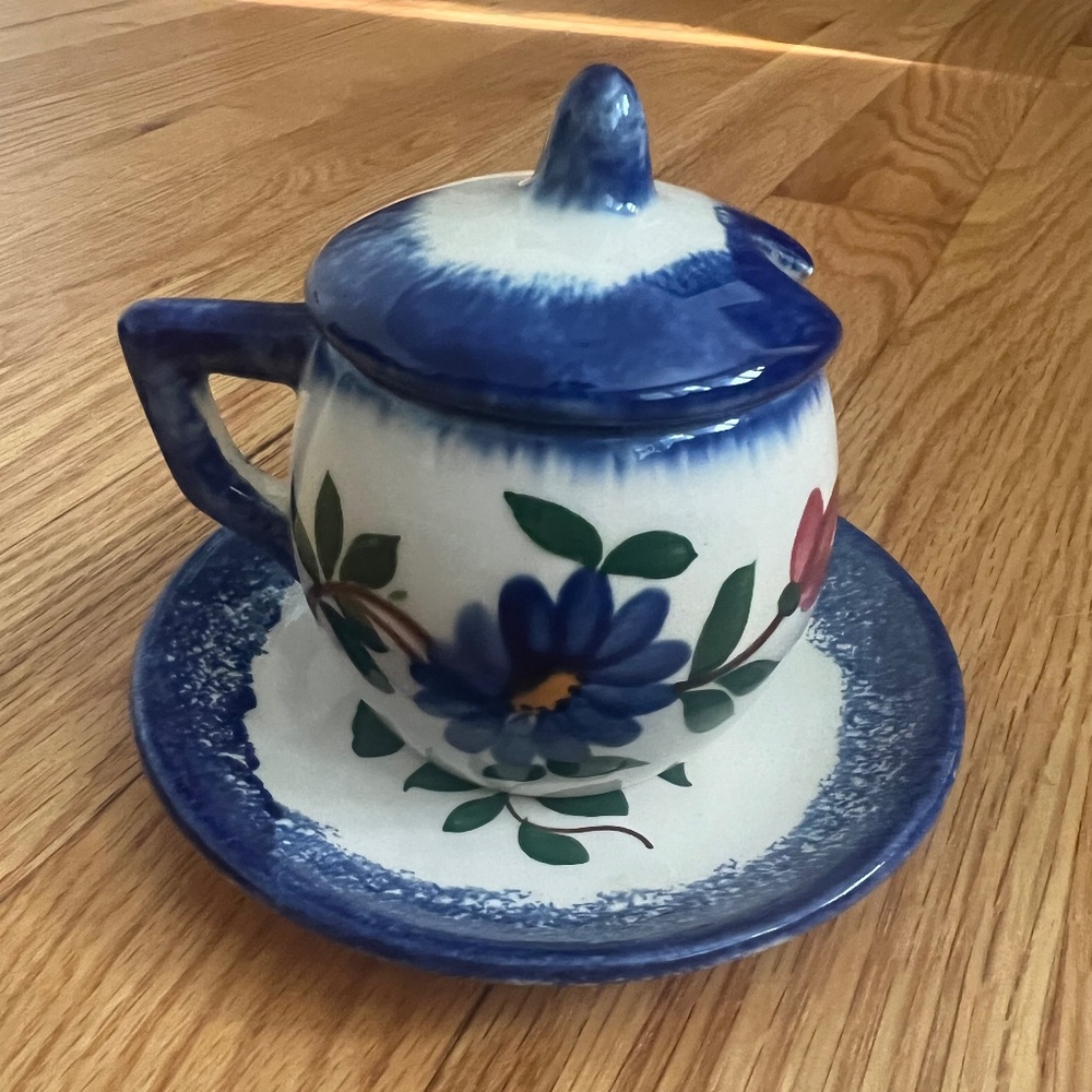 handpainted from france sugar or mustard bowl